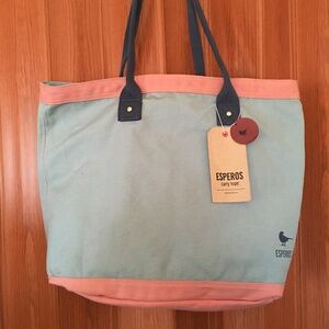 NWT Esperos Canvas Tote Bag – Multicolor, Water-Repellent & Stain-Resistant